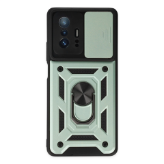 Xiaomi Mi 11t Pro Kılıf Pars Lens Yüzüklü Silikon - Yeşil