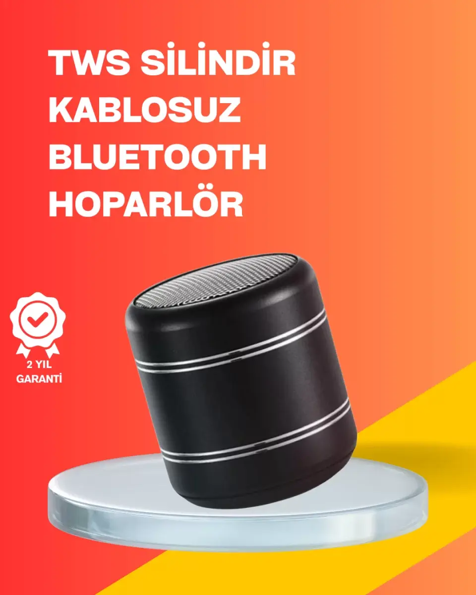 Mini Silindir Kablosuz Hoparlör Güçlü Ses 4w Bas + Tws Senkron Özellik