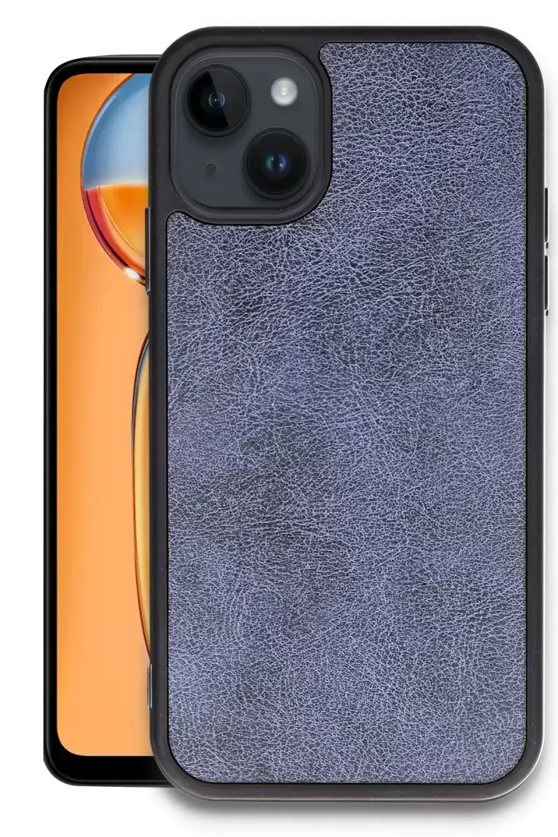 Newface Apple İphone 15 Kılıf Aras Deri Kapak - Lacivert