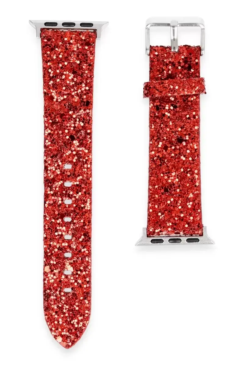 Newface Apple Watch 42mm Starry Taşlı Kordon - Kırmızı