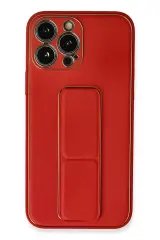Newface Apple İphone 13 Pro Kılıf Coco Deri Standlı Kapak - Kırmızı