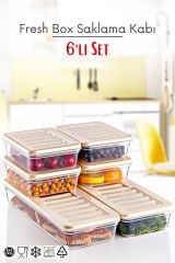 6'li Set Freshbox Mikrodalga Ve Dipfrize Uygun Saklama Kabı Krem