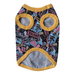 Kedi Köpek Kıyafeti Desenli Hardal Yakalı Tişört M 28 cm