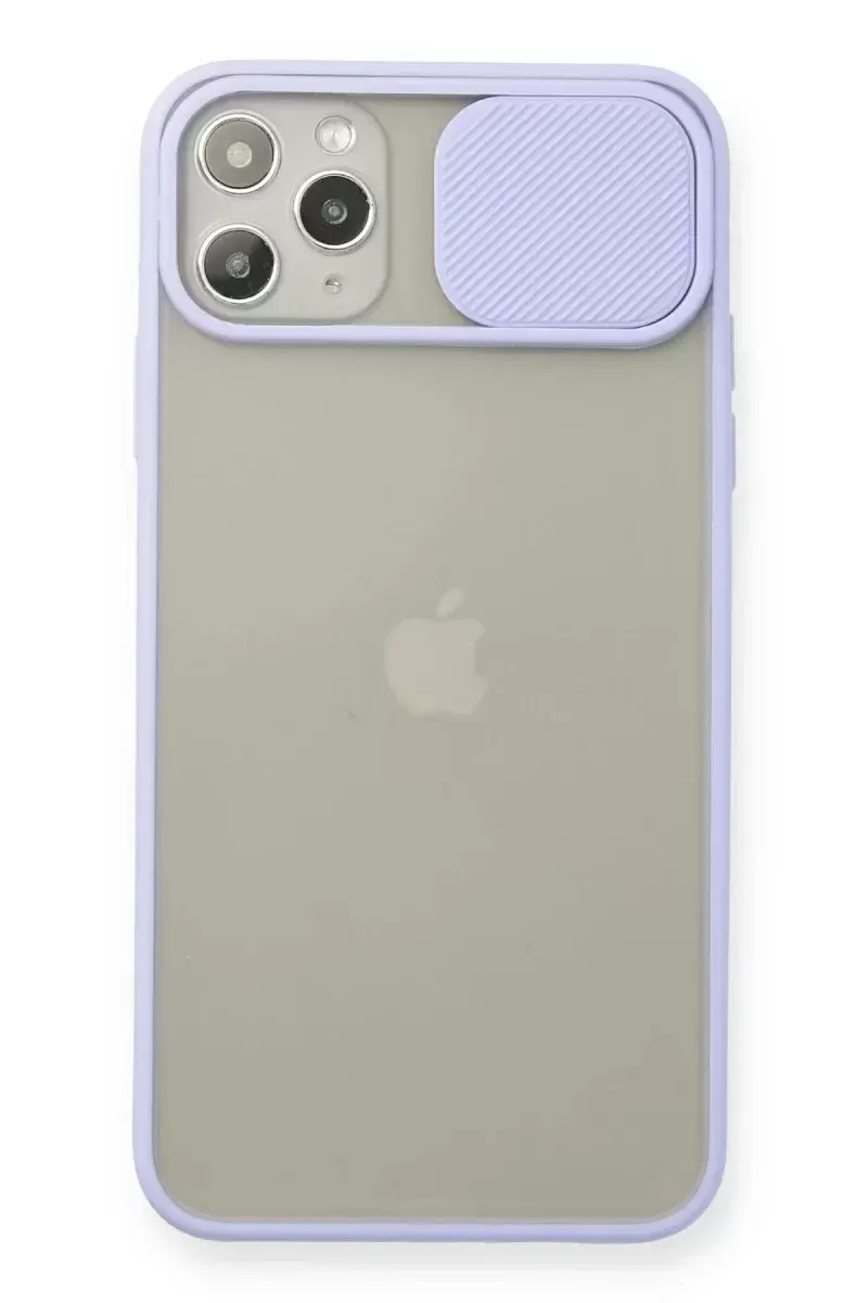 Newface İphone 11 Pro Max Kılıf Palm Buzlu Kamera Sürgülü Silikon - Lila