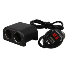 Olesson 1641 12-24v Çiftli Usbli 120w 80cm Kablolu Dijital Ekranlı Araç Çakmak Çoklayıcı