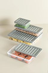 6’lı Set Freshbox Mikrodalga Ve Dipfrize Uygun Saklama Kabı Set 3 - X6 0,6 Lt Gri