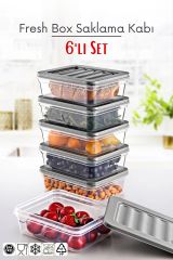 6’lı Set Freshbox Mikrodalga Ve Dipfrize Uygun Saklama Kabı Set 3 - X6 0,6 Lt Gri