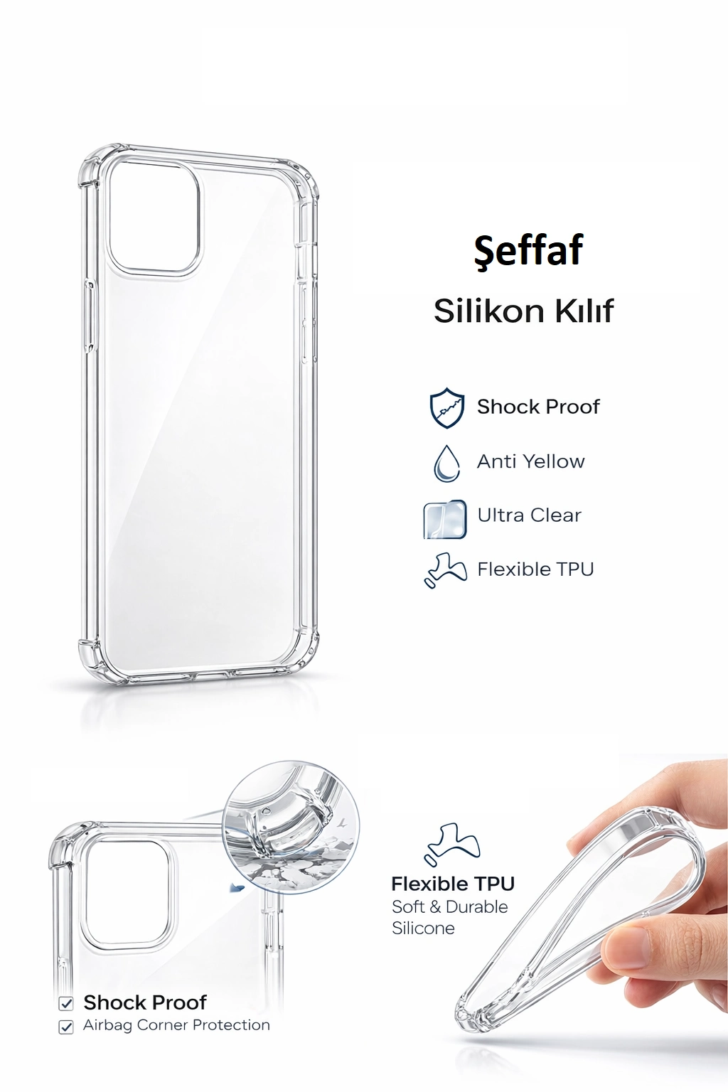 Samsung Galaxy A71 Uyumlu Şeffaf Silikon Telefon Kılıfı Esnek Darbe Koruyucu