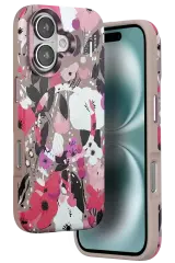Onegif İphone 16 Flower Series Magsafe Kapak - Pembe