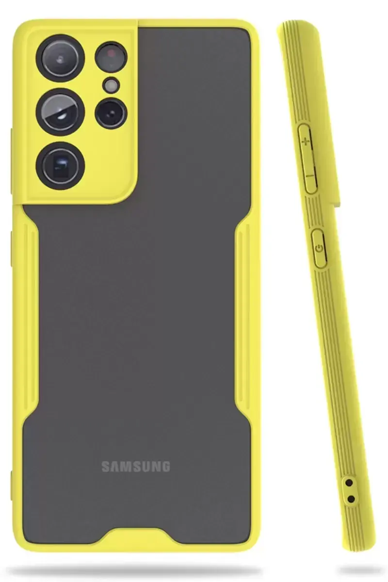 Newface Samsung Galaxy S21 Ultra Kılıf Platin Silikon - Sarı