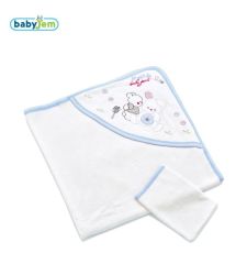 Babyjem Yeni Doğan Havlusu Beyaz Mavi