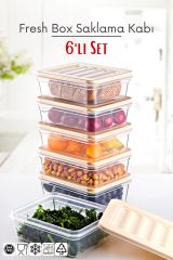 6’lı Set Freshbox Mikrodalga Ve Dipfrize Uygun Saklama Kabı Set 3 - X6 0,6 Lt Krem