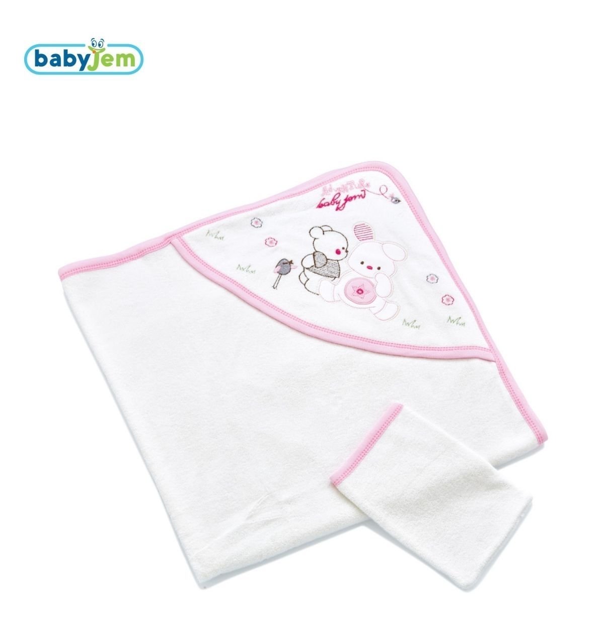 Babyjem Yeni Doğan Havlusu Beyaz Pembe