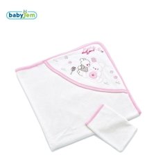 Babyjem Yeni Doğan Havlusu Beyaz Pembe