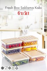 6'lı Set Freshbox Mikrodalga Ve Dipfrize Uygun Saklama Kabı Set 2 - X2 1,2 Lt / X4 0,6 Lt Krem