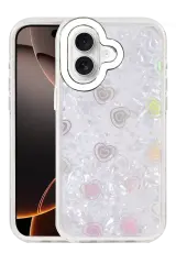 Newface Apple İphone 16 Lumi Desenli Kapak - Beyaz