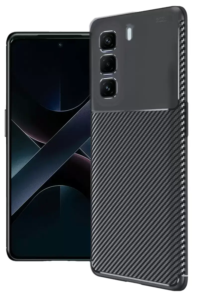 Newface İnfinix Hot 50 4g Kılıf Auto Focus Karbon Kapak - Siyah