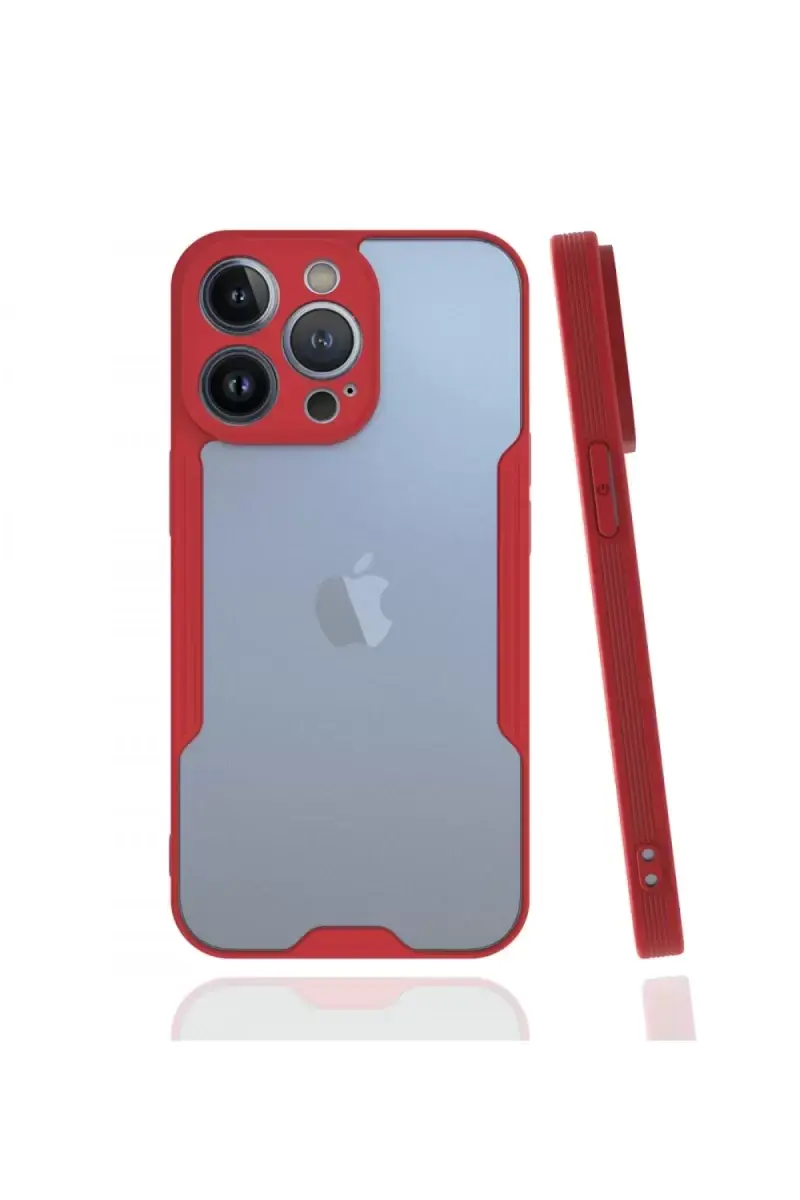 Newface Apple İphone 13 Pro Kılıf Platin Silikon - Kırmızı