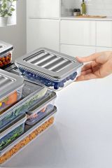 6'lı Set Freshbox Mikrodalga Ve Dipfrize Uygun Saklama Kabı Set 2 - X2 1,2 Lt / X4 0,6 Lt Gri