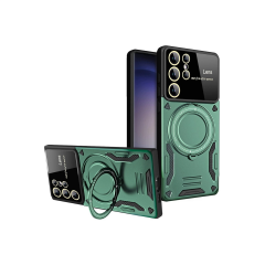 Samsung Galaxy S25 Ultra Kılıf Joy Lens Standlı Kapak - Koyu Yeşil