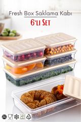 6'lı Set Freshbox Mikrodalga Ve Dipfrize Uygun Saklama Kabı Set 4 Krem