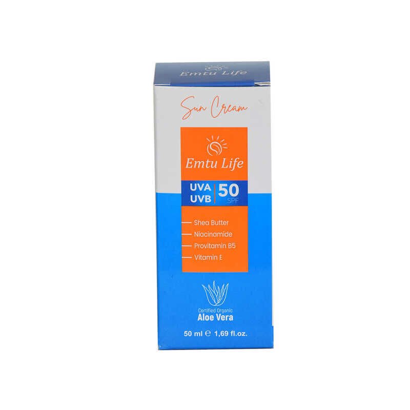 Güneş Kremi UVA UVB 50 SPF Shea Butter B5 E Vitaminli Aloe Veralı 50 ML