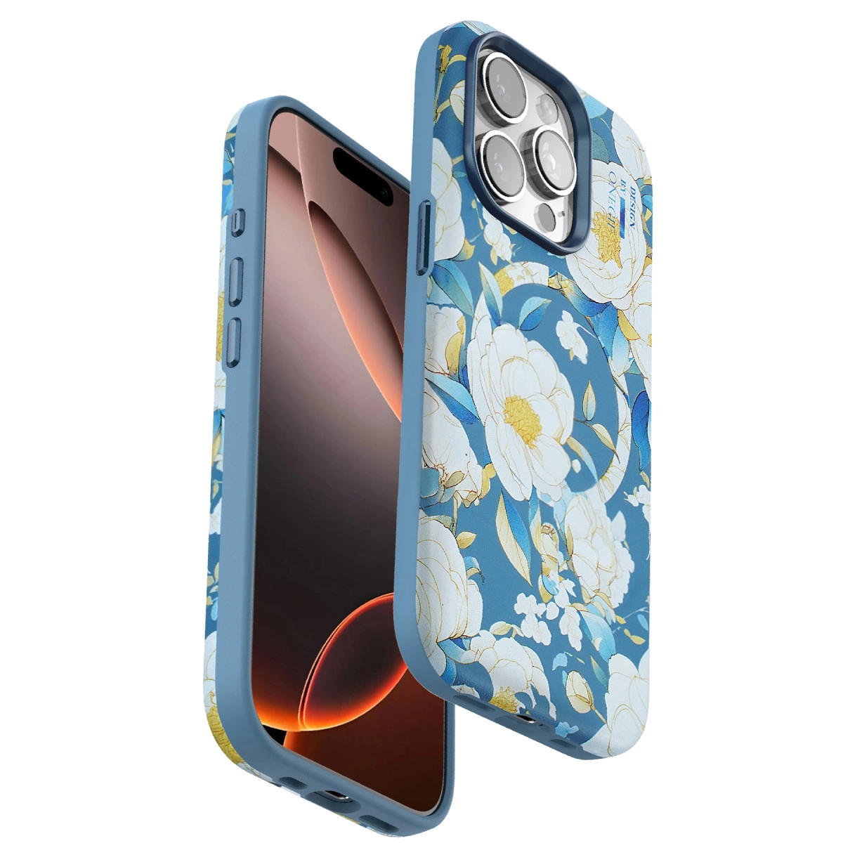 Onegif  İphone 14 Pro Max Flower Series Magsafe Kapak - Mavi