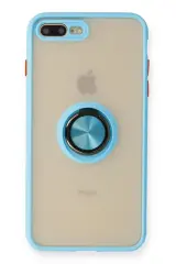 Newface İphone 7 Plus Kılıf Montreal Yüzüklü Silikon Kapak - Buz Mavi