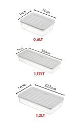 6'lı Set Freshbox Mikrodalga Ve Dipfrize Uygun Saklama Kabı Set 4 Gri