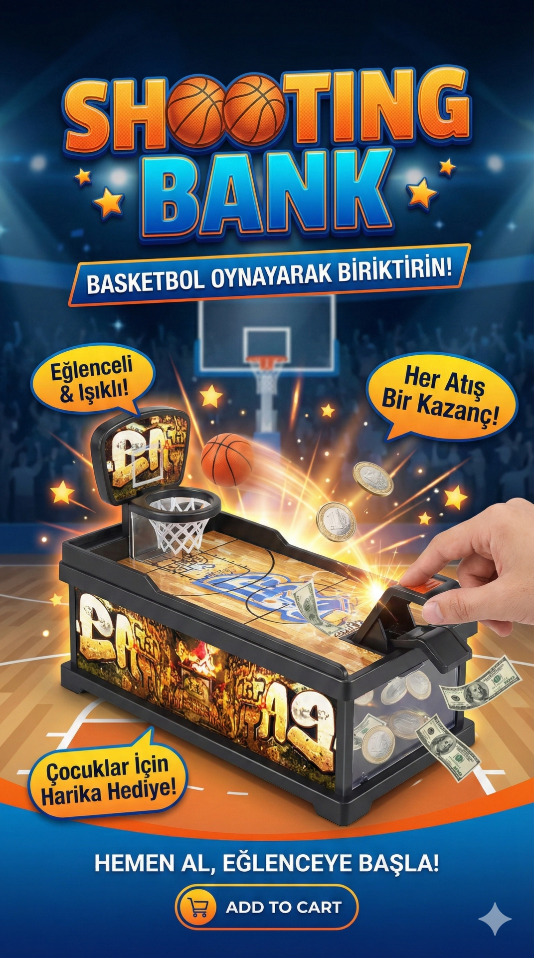 Şımartan Eğlenceli Basket Atmalı Basketbol Kumbara