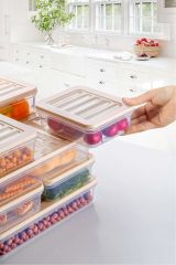 7'li Set Freshbox Mikroldaga Ve Dipfrize Uygun Saklama Kabı X1 2,4 Lt / X2 1,17 Lt / X4 0,6 Lt Krem