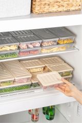 7'li Set Freshbox Mikroldaga Ve Dipfrize Uygun Saklama Kabı X1 2,4 Lt / X2 1,17 Lt / X4 0,6 Lt Krem