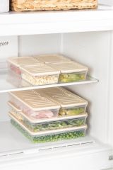 7'li Set Freshbox Mikroldaga Ve Dipfrize Uygun Saklama Kabı X1 2,4 Lt / X2 1,17 Lt / X4 0,6 Lt Krem