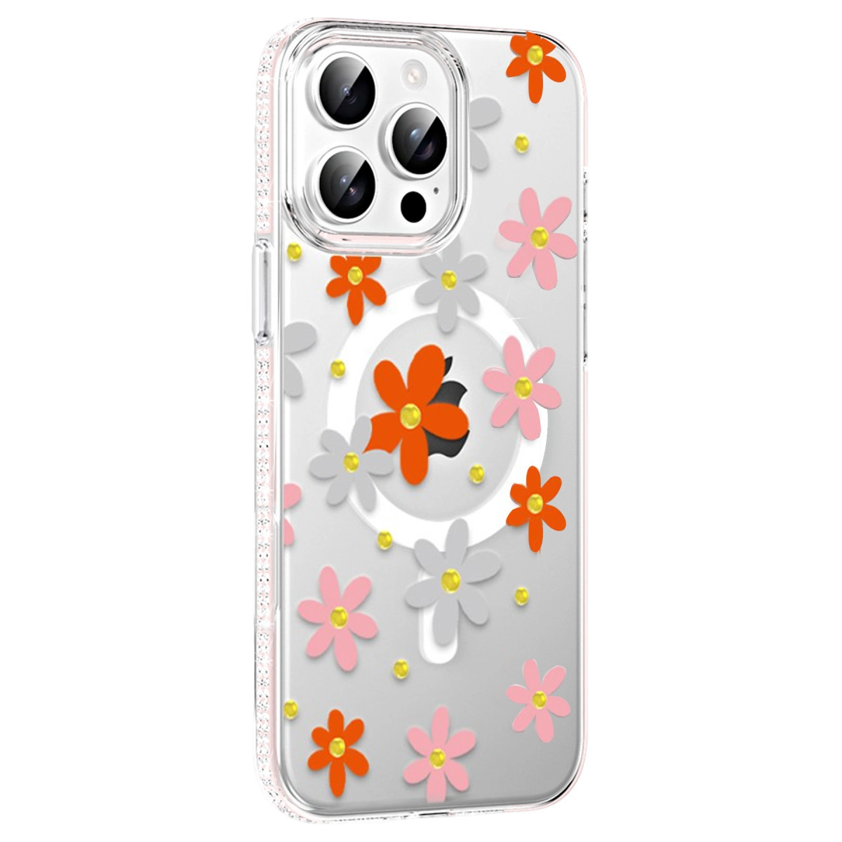 Joko  İphone 14 Pro Max Floral Magsafe Kapak - Turuncu