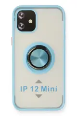 Newface İphone 12 Kılıf Montreal Yüzüklü Silikon Kapak - Buz Mavi