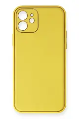 Newface İphone 12 Kılıf Coco Deri Silikon Kapak - Sarı