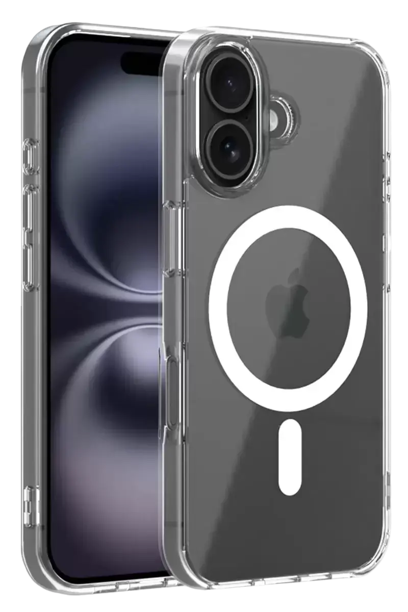 Newface Apple İphone 16 Combo Sert Şeffaf Magsafe Kapak - Şeffaf