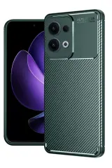 Newface Oppo Reno 13 Pro Kılıf Auto Focus Karbon Kapak - Koyu Yeşil