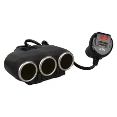 Olesson 1634 12-24v 3lü Usbli 120w 80cm Kablolu Dijital Ekranlı Araç Çakmak Çoklayıcı