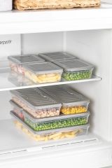 7'li Set Freshbox Mikroldaga Ve Dipfrize Uygun Saklama Kabı X1 2,4 Lt / X2 1,17 Lt / X4 0,6 Lt Gri