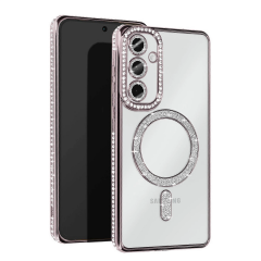 Samsung Galaxy S25 Kılıf Joke Simli Magneticsafe Kılıf - Gümüş