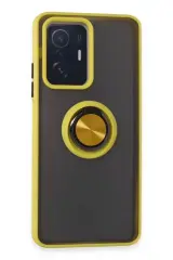 Newface Xiaomi Mi 11t Pro Kılıf Montreal Yüzüklü Silikon Kapak - Sarı