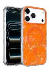 Onegif Apple İphone 17 Pro Max Mila Dalgalı Magsafe Kapak - Turuncu