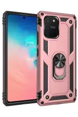 Newface Samsung Galaxy A91 / S10 Lite Kılıf Sofya Yüzüklü Silikon Kapak - Rose