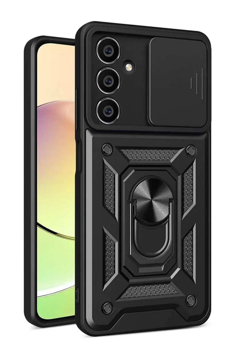 Newface Samsung Galaxy A05 Kılıf Pars Lens Yüzüklü Silikon - Siyah