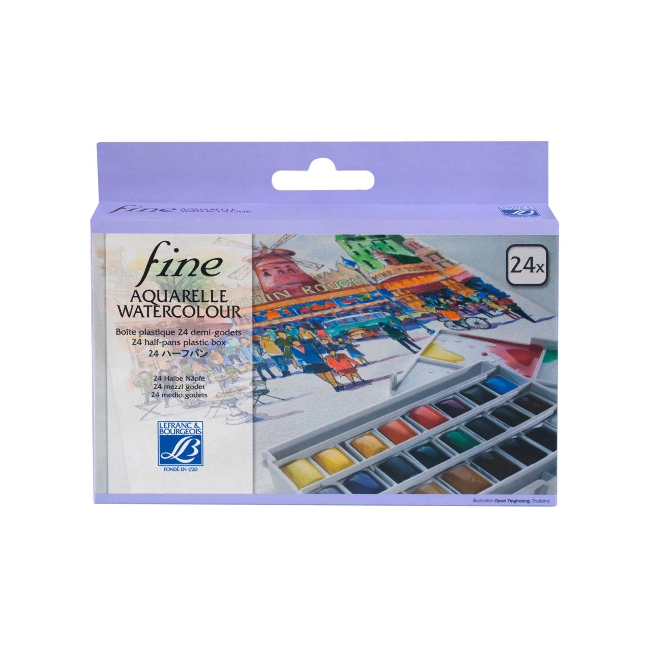 Fine 24 Renk Yarım Tablet Suluboya Seti
