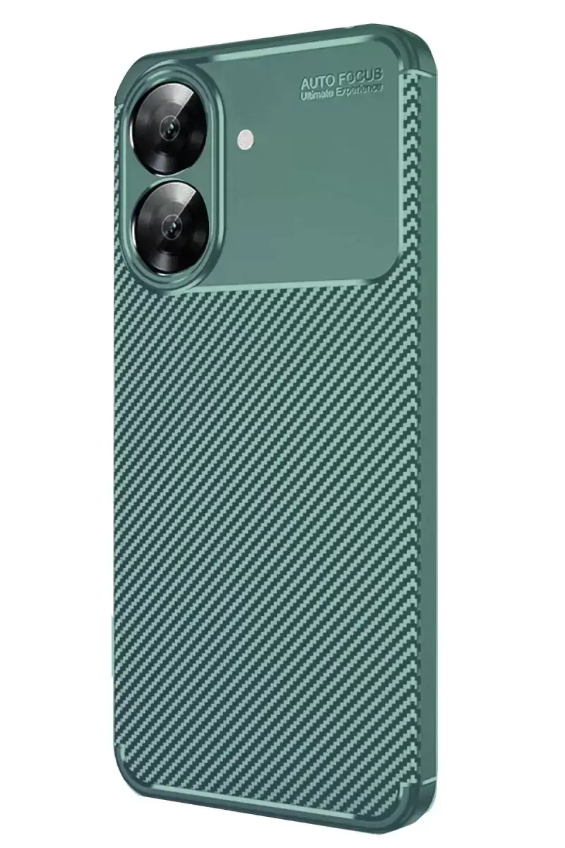 Newface Realme Note 60 Kılıf Auto Focus Karbon Kapak - Koyu Yeşil