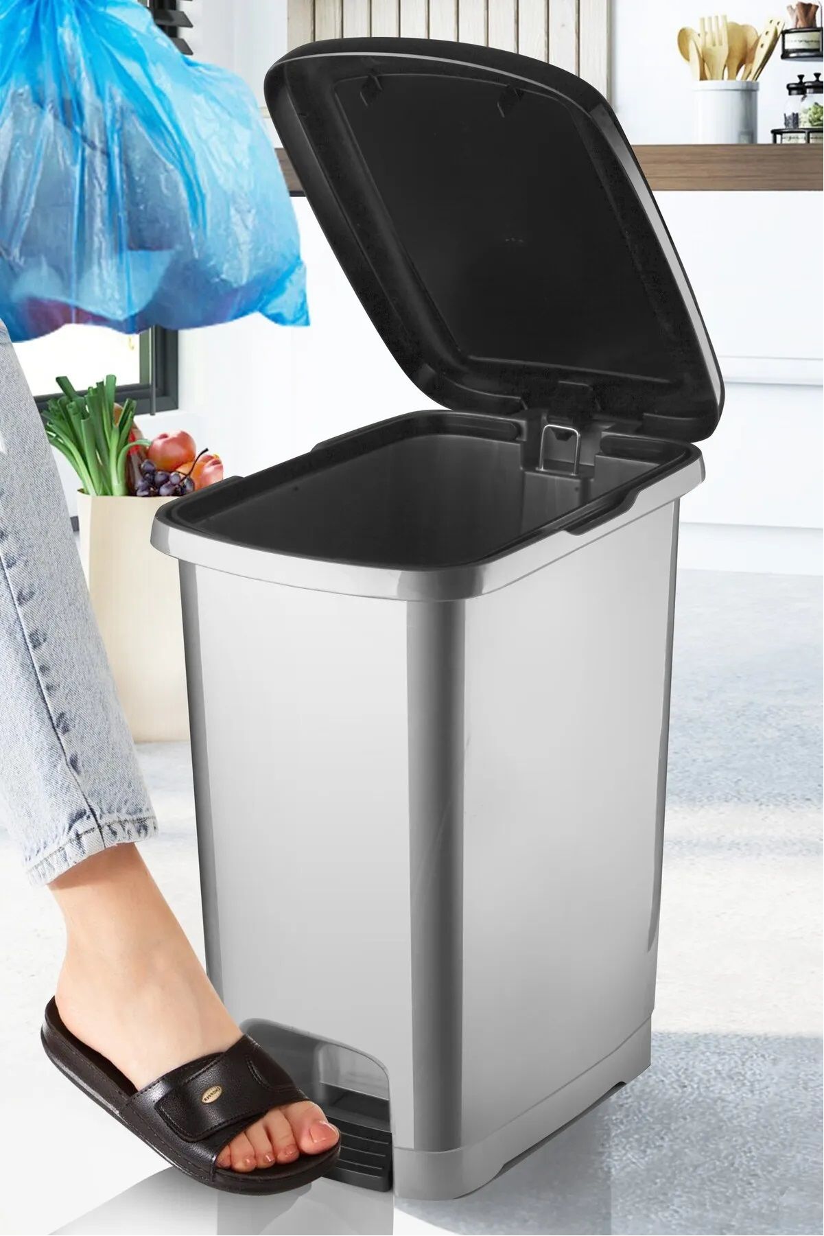 Slim Pedallı Çöp Kovası 25 Lt Eco Antrasit