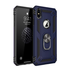 İphone X Kılıf Sofya Yüzüklü Silikon Kapak - Lacivert
