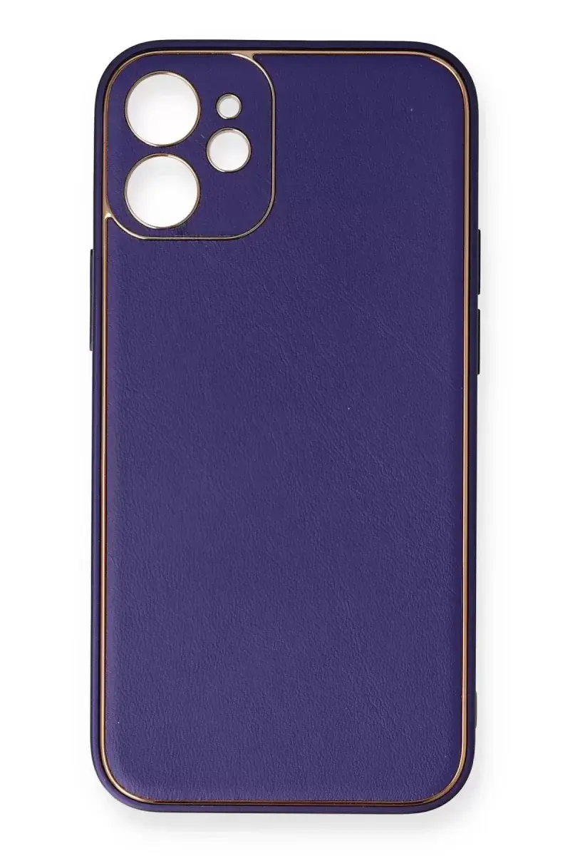 Newface İphone 12 Mini Kılıf Coco Deri Silikon Kapak - Mor